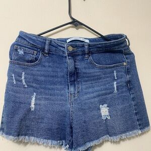 Celebrity Pink Dark Blue Distressed Jean Shorts